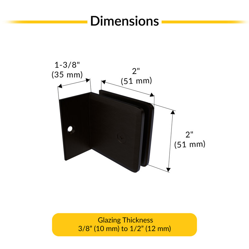 Pince biseautée à panneau fixe avec petit pied Brixwell BFPC0370RB pour finition vitrée bronze huilé de 3/8 po à 1/2 po