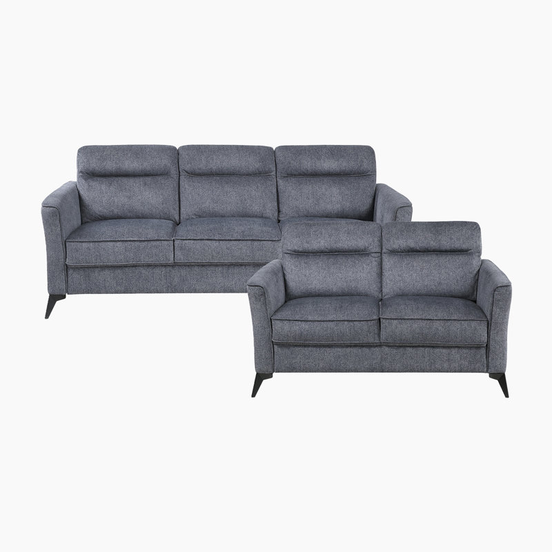 Ensemble de salon en microfibre texturé 2 pièces Olegas, Gris foncé