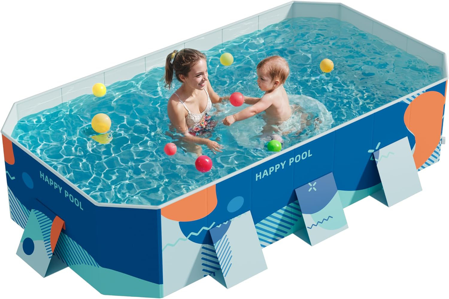 Utibia Above Ground Pool Foldable Non-Inflatable Pool with 3 drains ...