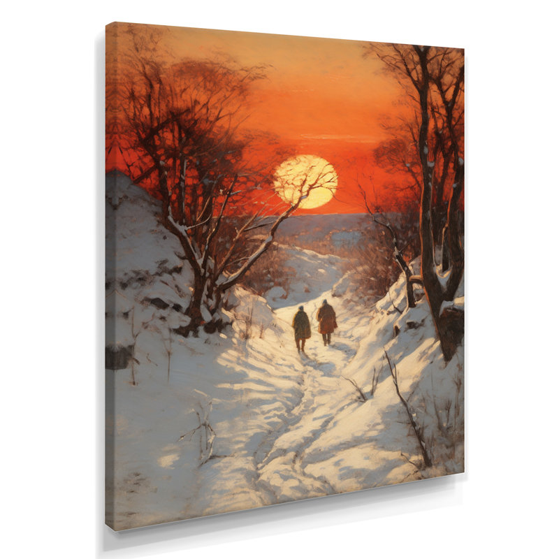 Coucher de soleil sur la forêt d'hiver - impression d'art mural forêt, Toile tendue, H 44 po x l 34 po x P 1,5 po