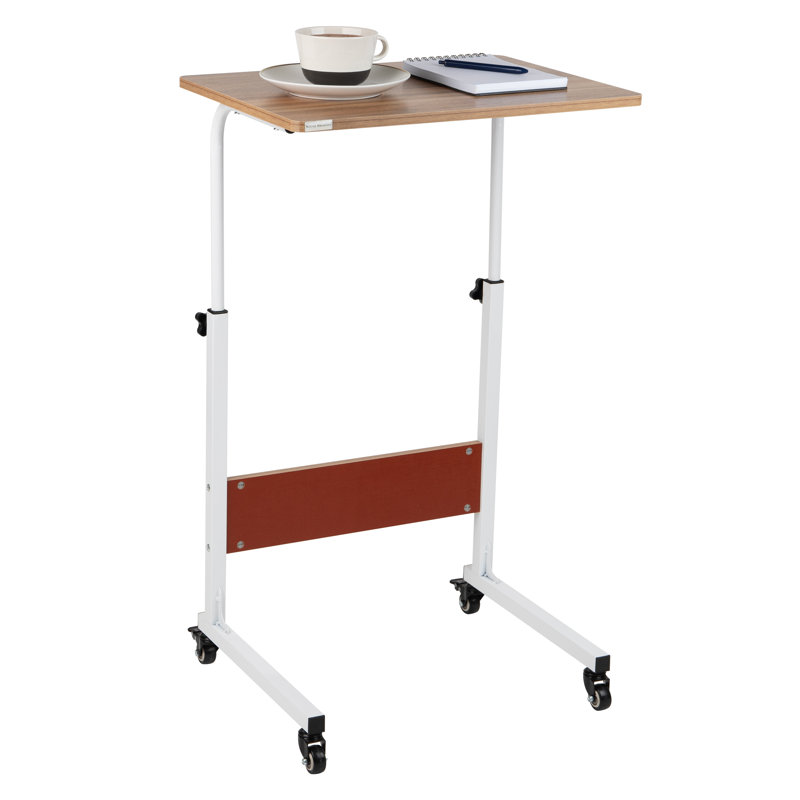Adjustable Brown Particle Board Mobile Laptop Desk with Keyboard Tray