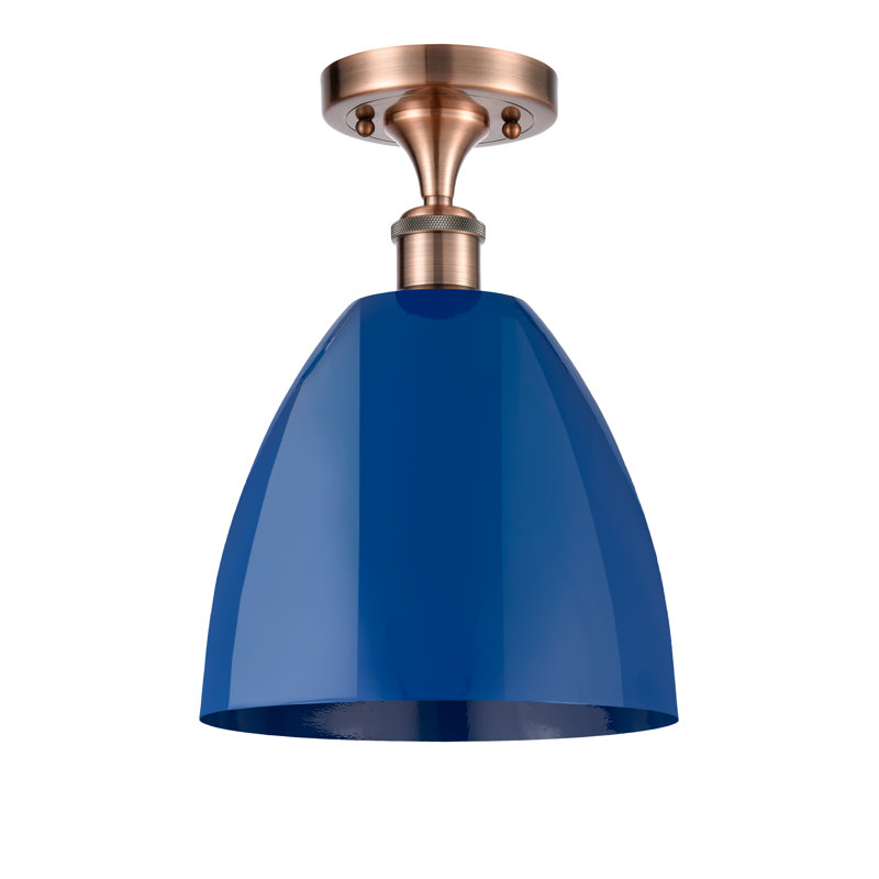 Crompond Semi Flush Mount, Blue, Antique Copper