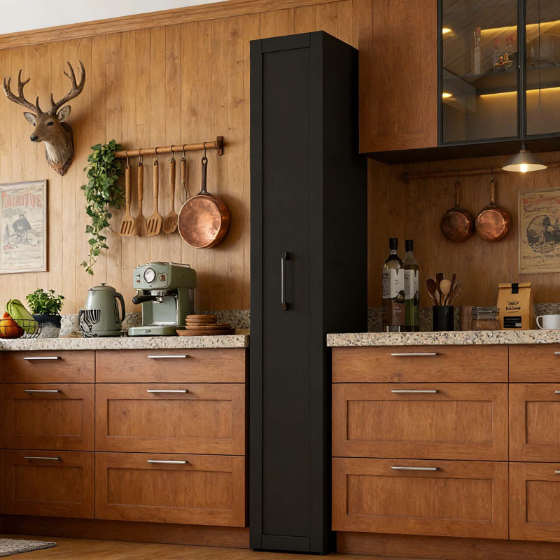Armoire roulante étroite en bois pour petits espaces