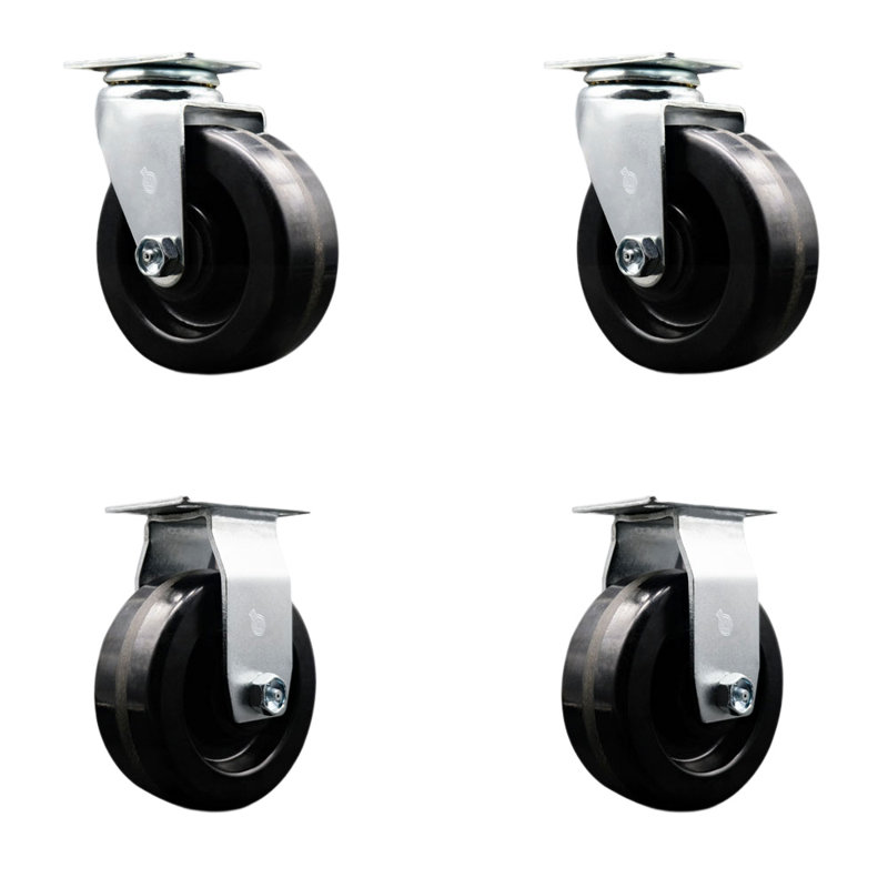 5 Inch Phenolic Caster Set with Ball Bearings 2 Swivel 2 Rigid SCC
