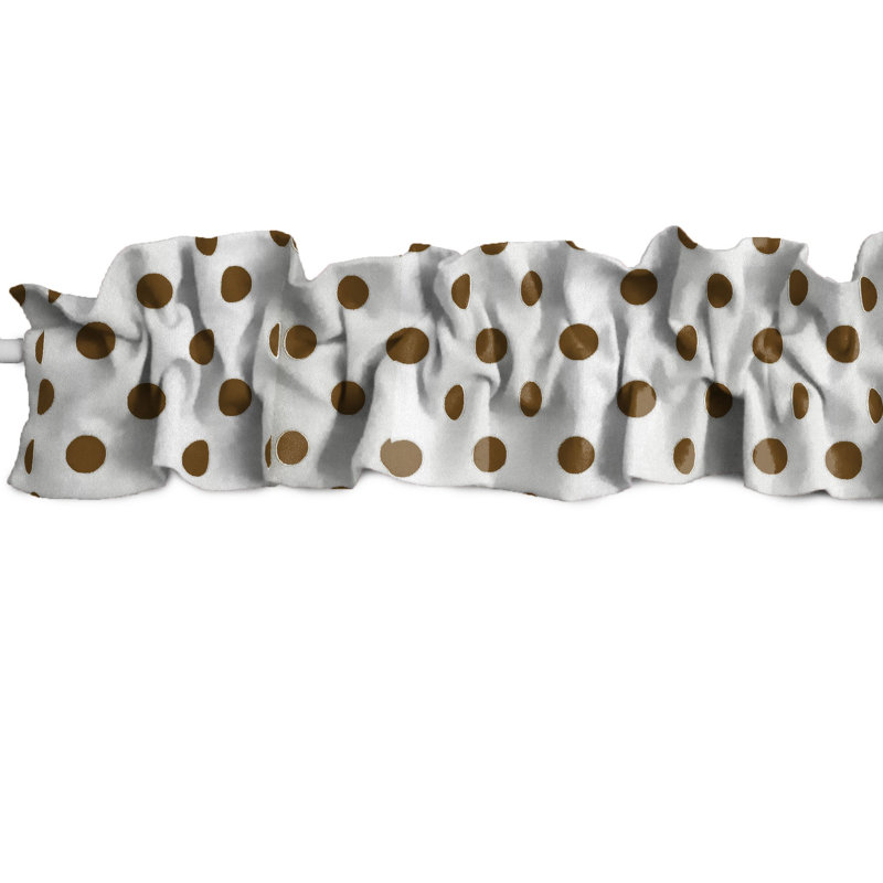 Cantonnière sur mesure en mélange de coton à pois, L 72 po x L 7 po, Blanc / brun