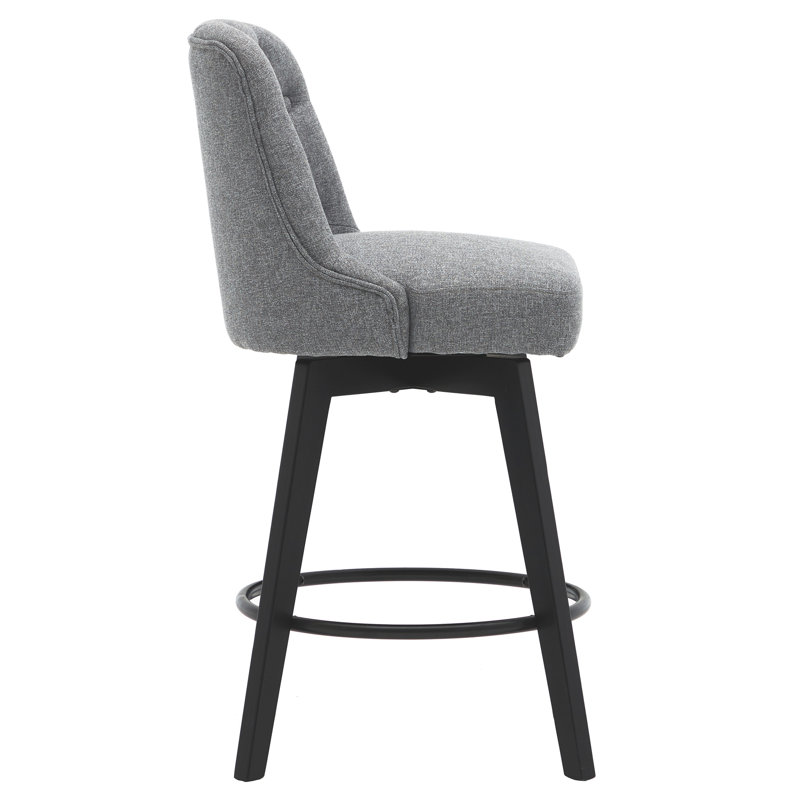 Swivel Upholstered 26'' Counter Stool Wood Leg, Gray, Counter Stool (26" Seat Height), 1
