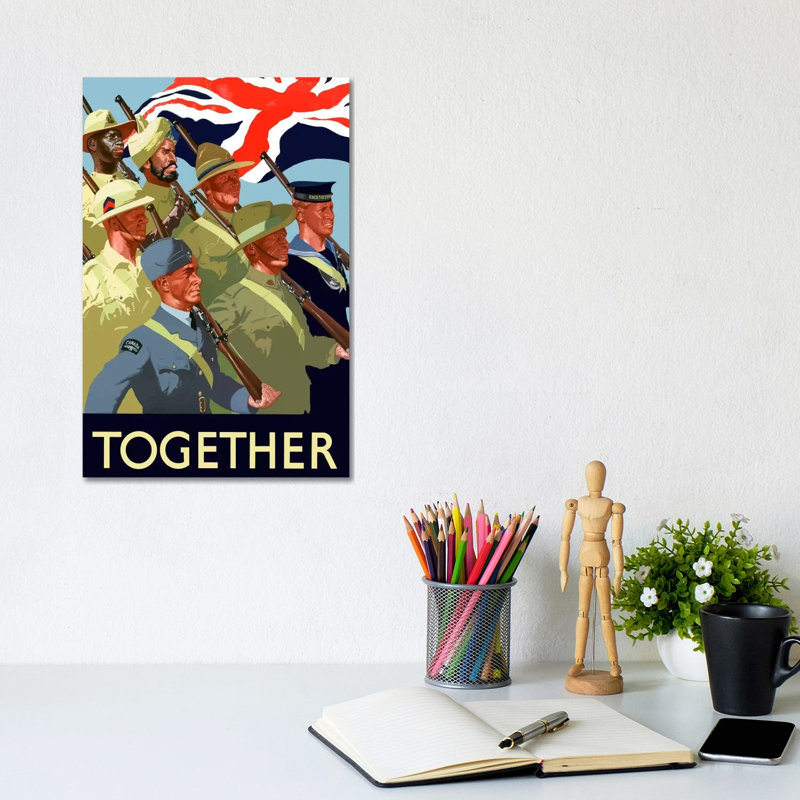 Multinational War Effort Poster 1 Piece Wrapped Canvas Wall Art, 20.32 cm H x 30.48 cm W