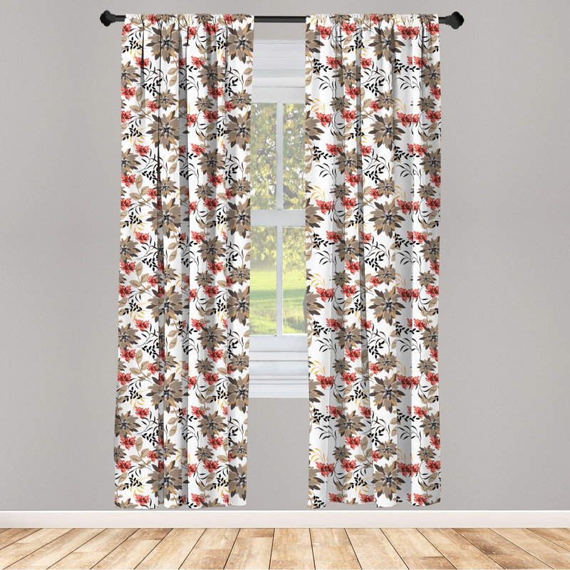 Floral Semi-Sheer Rod Pocket Curtain Panels, 28" W x 84" L