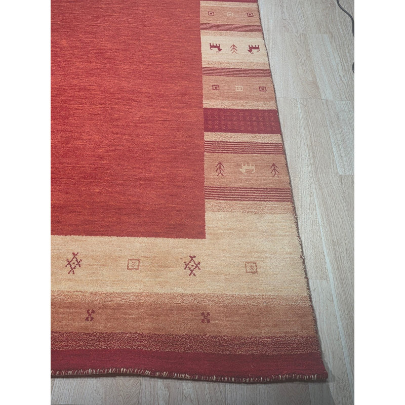 Handloomed Red Gabbeh Tribal Wool Area Rug, 8' x 10'