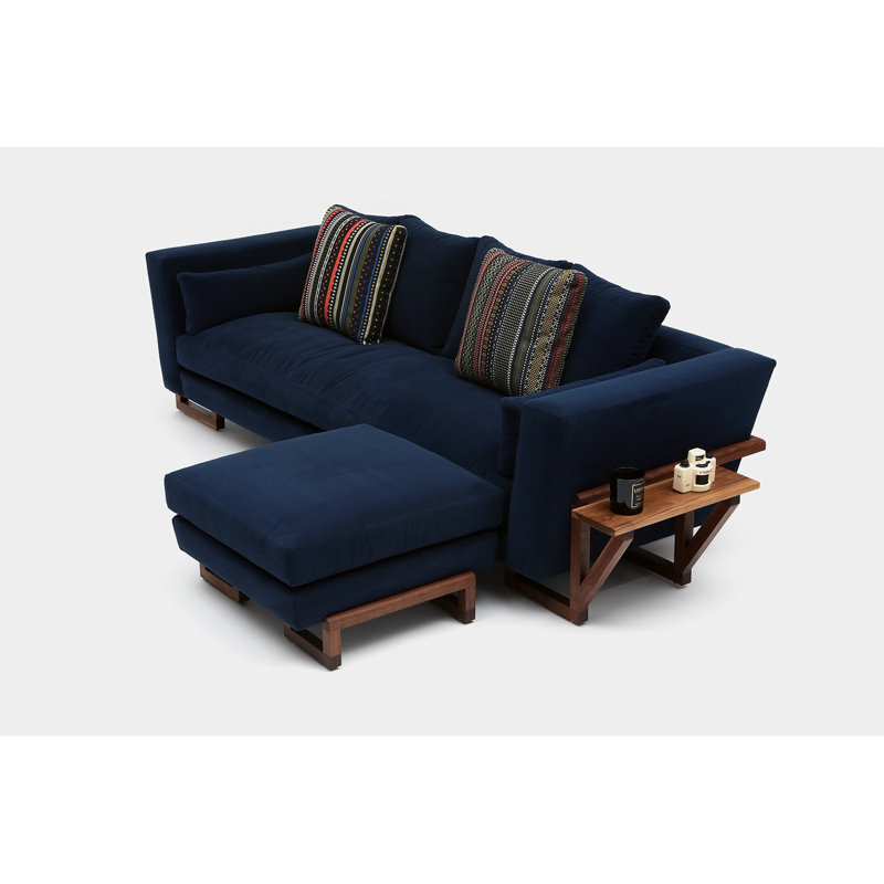 LRG Velvet Sofa, Walnut, No Trays, Ash