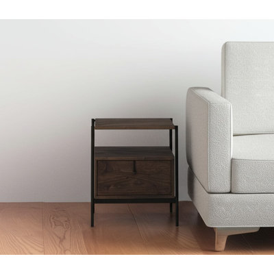 24" Brown Solid Wood Square End Table