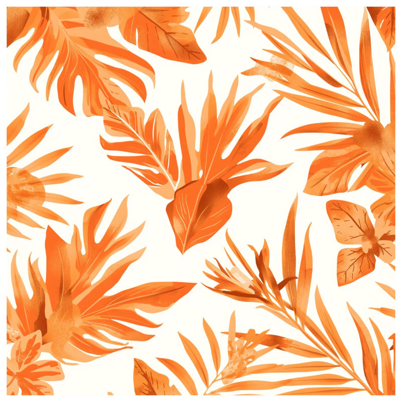 Couvertures de feuilles tropicales orange, L 50 po x H 60 po