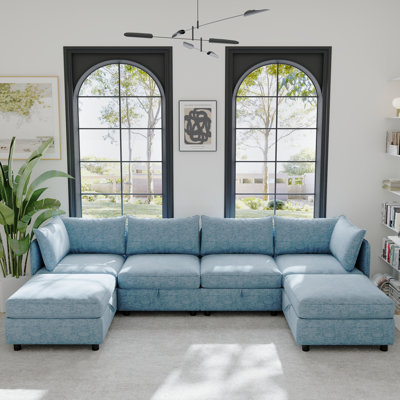 Modular Sectional Sofa, Convertible Sofa Seat With Storage, Sleeper Sectional Sofa Set, Fabric Flexible Modular Combinations For Living Room