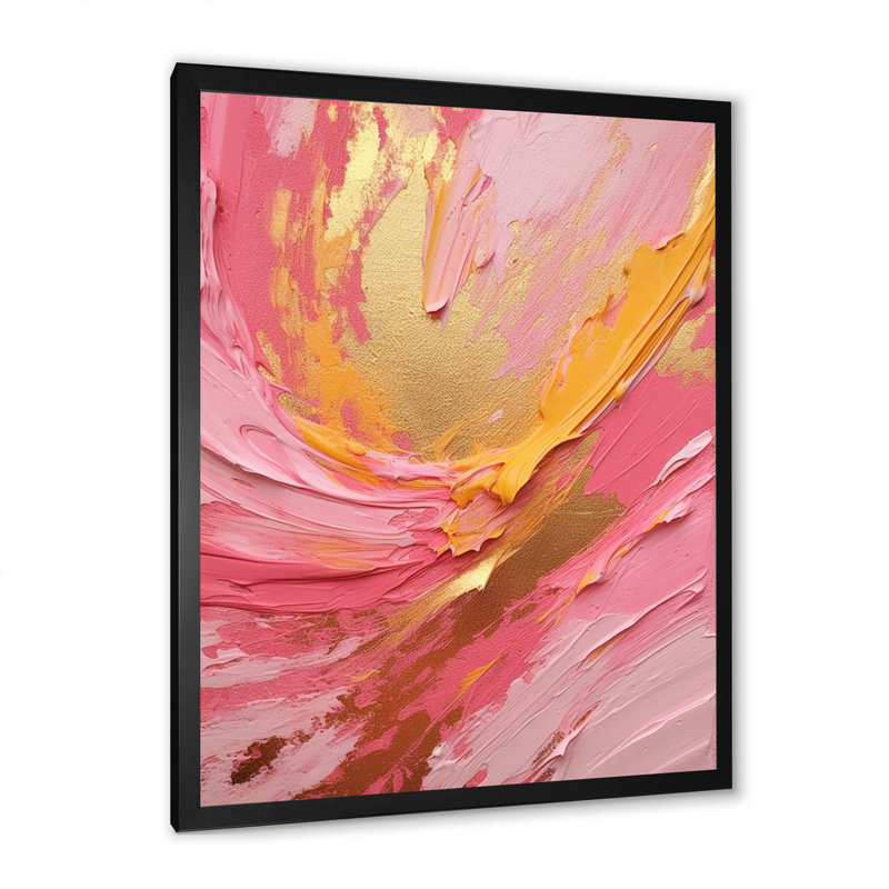 «Rose et or», impressions sur toile, H 32 po x l 16 po x P 1 po, Cadre photo noir simple