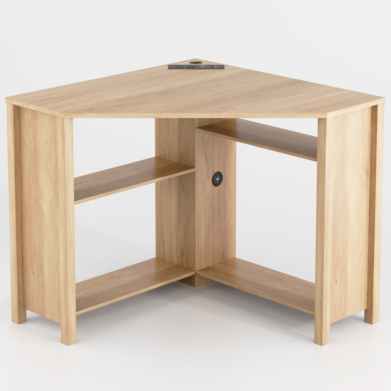 Computer Desk with Power Outlet, Yellow