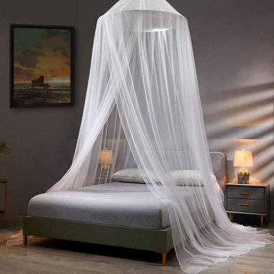 Auvent de moustiquaire pour les filles, rideaux de lit à baldaquin de taille très grand, plafond, dôme, moustiquaire, tente, lit simple, lit à baldaquin pour lit de bébé, lit d'enfant et lit pour adulte (dôme blanc)