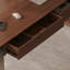 Bureau rectangulaire à 2 tiroirs brun noyer + kaki + argent manufacturé + acier inoxydable-356443468-356443474