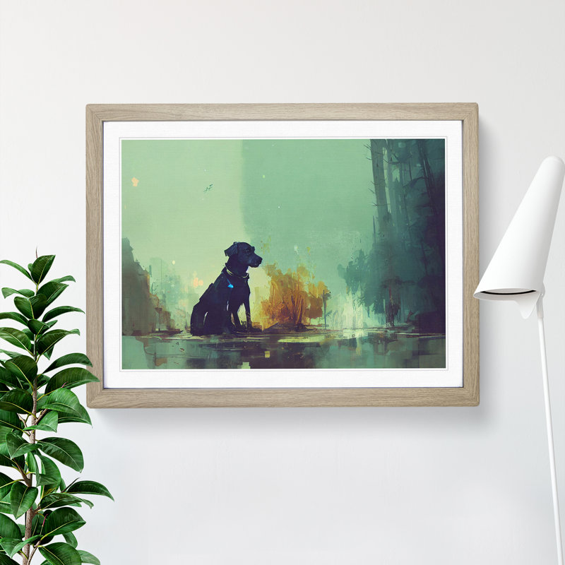 Dog Vol.4 Abstract - Single Picture Frame Print, 34cm H x 46cm W, Oak