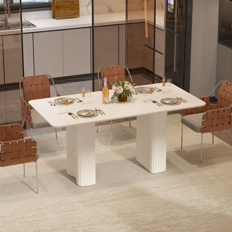 Brittay White Modern Rectangular Dining Table, 29.5"H x 63"L x 29.5"W