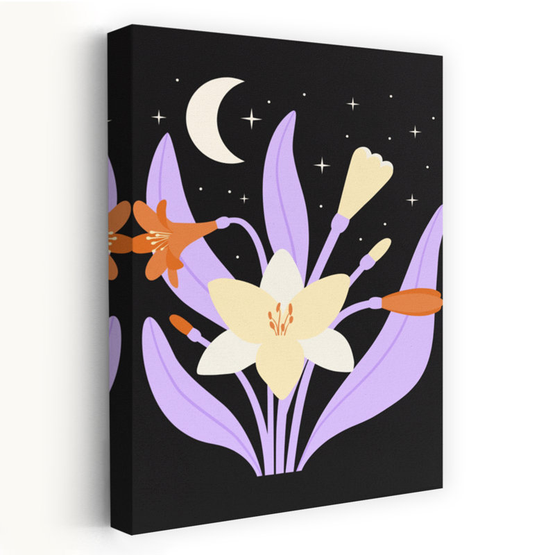 Contemporary Art Mystical Abstract Contemporary Lily Nature Flower Wall Art 1 Piece Wrapped Canvas Wall Art
