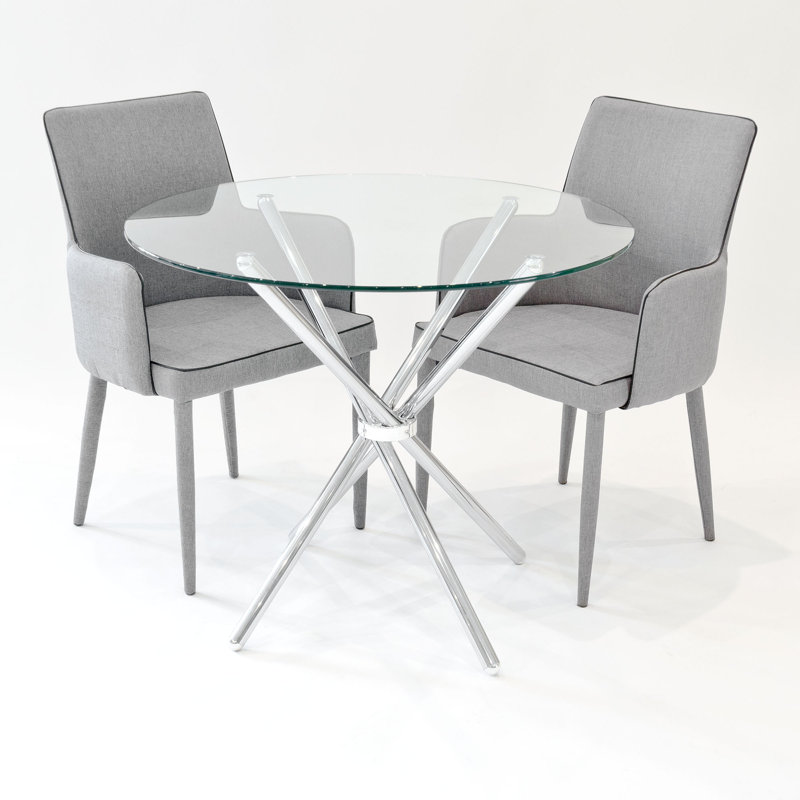2 - Person Dining Set, Grey, Chrome