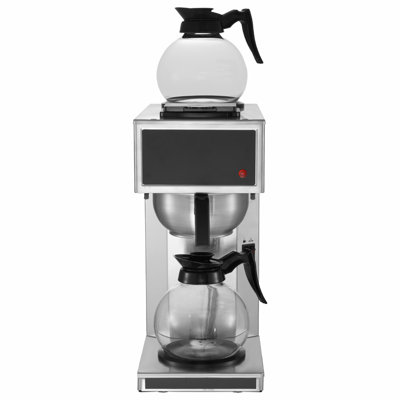 Commercial Drip Coffee Maker, 12 Cups Coffee-Maker Machine with 2 Glass Carafes and 2 Decanter Warmer Plates, Stainless Steel Drip Style Coffee Brewer, for Restaurant, Office, Coffee Shop & Home