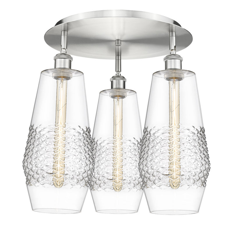 Plafonnier encastré en verre Betsie, Nickel satiné, Transparent