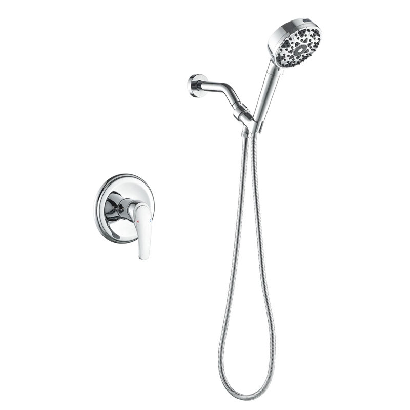 Wall Mounted Shower System With Rough-In Valve 7-Spray Single Handle Shower Faucet Set Modern Brass Shower Trim Kit