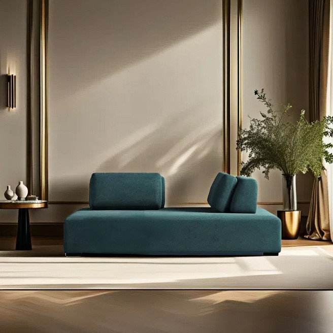 Chaise longue décontractée créative, minimaliste et moderne, Orienté à droite, Vert forêt foncé