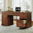 Farmhouse Executive Desk With Recessed Power Outlets, Wood Home Office Desk With Drawers,rustic Computer Writing Desk With Storage Cabinet,vintage-style Desk With  File Drawer-1226165420