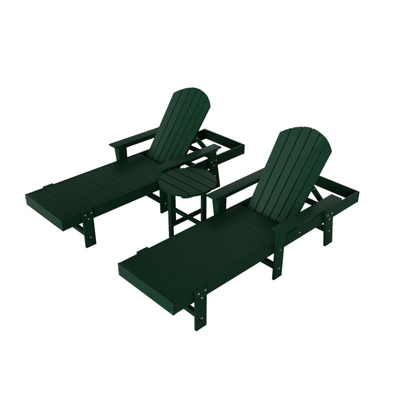 Altura Outdoor Chaise Lounge with Table, Dark Green