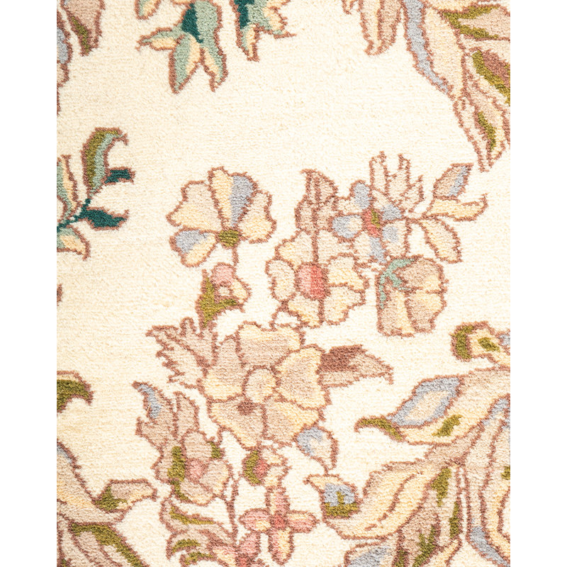 Tapis unique en laine noué à la main de style ivoire / beige / vert / bleu clair 11 pi 9 po x 17 pi 10 po New Age