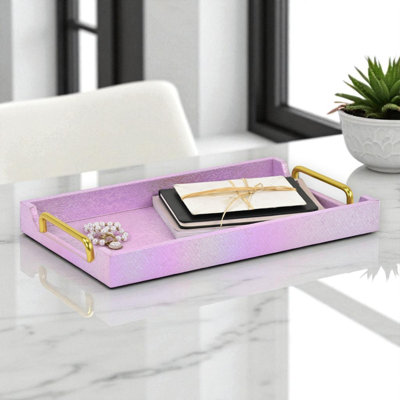 Nimue Seascale Pattern Iridescent Tray With Gold Hardware