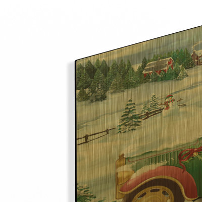 «Snowman Livraison» par Bigelow, art mural en métal doré, 16 po x 12 po