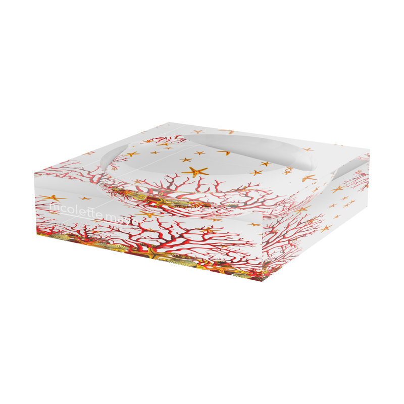 Coral Reef Acrylic Decorative Tray, 8"W x 8"D x 2"H