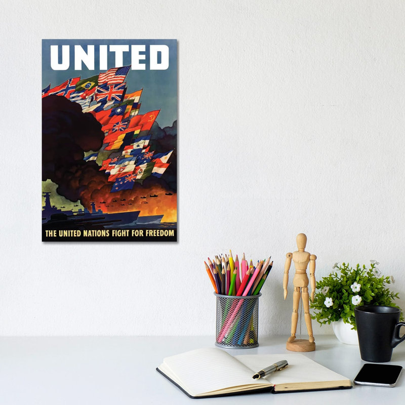 WWII Poster The United Nations Fight For Freedom by Stocktrek Images - Wrapped Canvas Print, 20.32 cm H x 30.48 cm W
