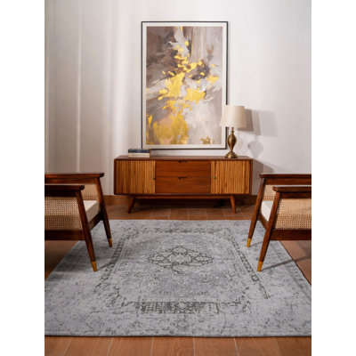 Tapis écologiques tissés à la main - 244 x 305 cm, rectangulaire, vert argenté, motif oriental, épais et à poils longs, antidérapant, idéal pour le salon et la chambre.