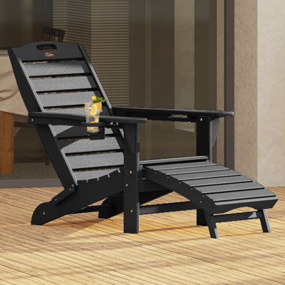Firepit Chairs Wood Texture Foldable Adirondack Chair With Ottoman