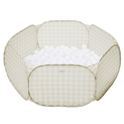 3 Sprouts Recycled Fabric Kids Ball Pit/gingham/beige