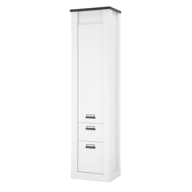 Jackeline 1 Door Manufactured Wood Wardrobe, White/Anthracite