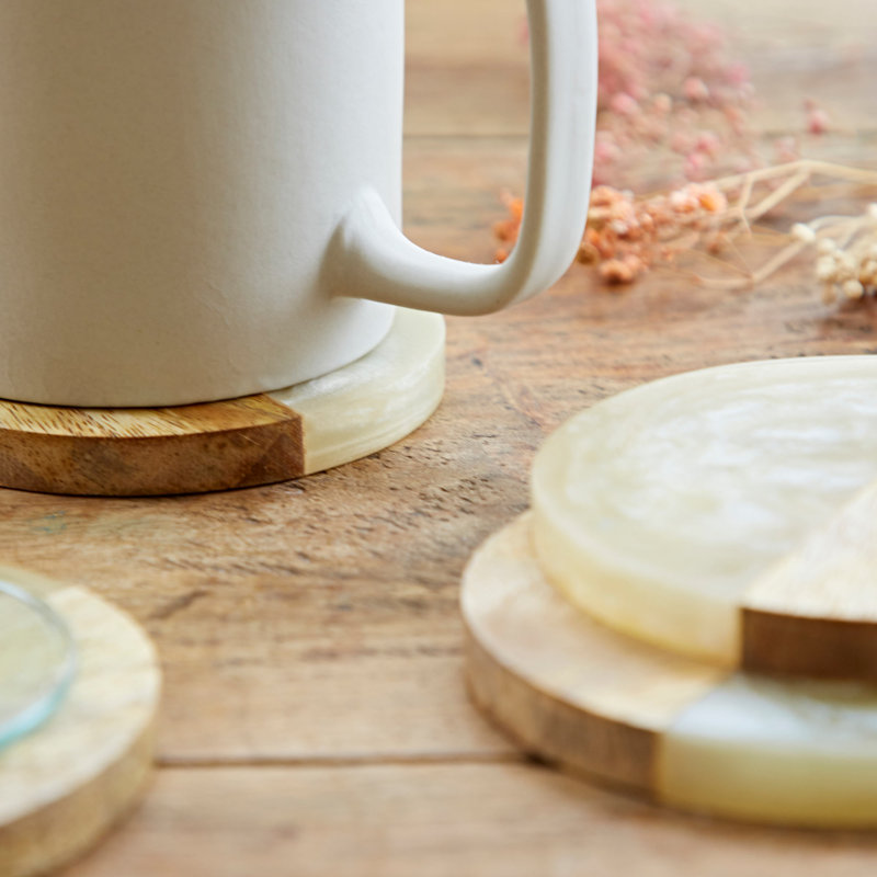 Round Wood and Resin Coasters