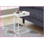 Table basse en forme de C avec tiroir de rangement, stratifié blanc et amp; Métal pour la vie Chambre à coucher