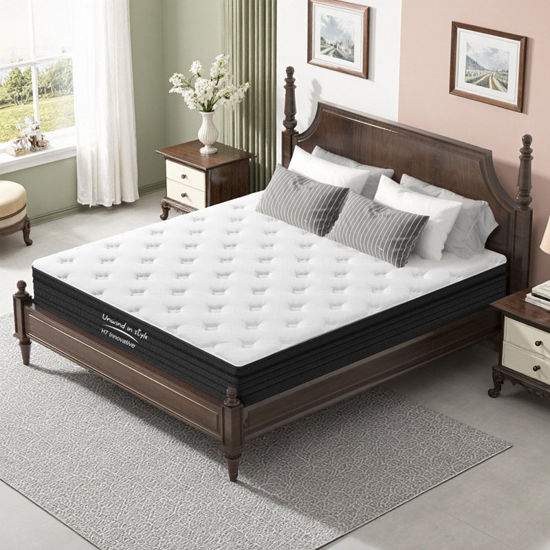 Queen Size 12 Inch Hybrid Mattress - Medium Firm Support with Cooling Gel Foam & Pocketed Coils for Motion Isolation, 12"