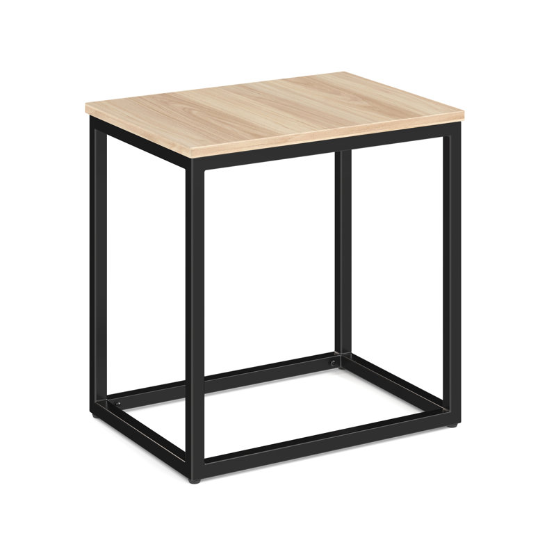| Lyons | 22'' x 16'' Rectangular Top Side Table with Black Metal Base, American Elm