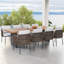 Ensemble repas d'extérieur 9 pièces pour 8 personnes avec table rectangulaire en teck et chaises en rotin 9 pièces