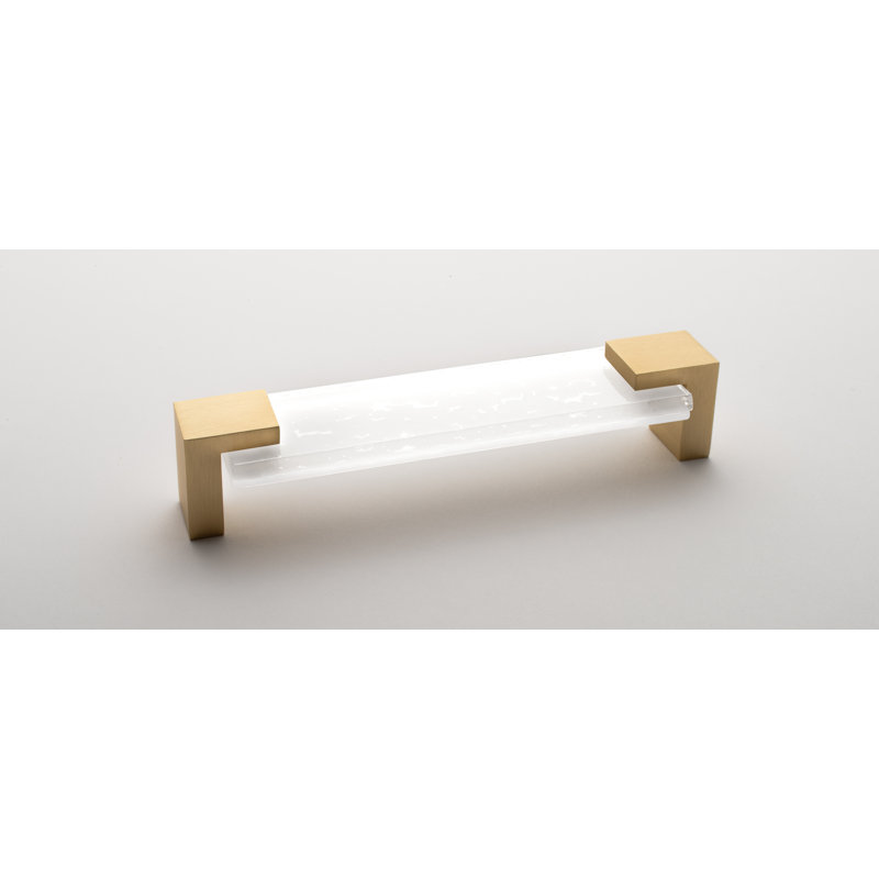 Affinity 5.625" Center to Center Bar Pull, Satin Brass/White