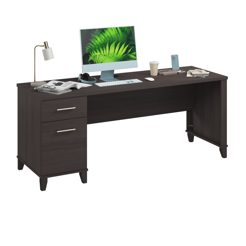 Bureau 72W avec tiroirs gris orage, Gris orage