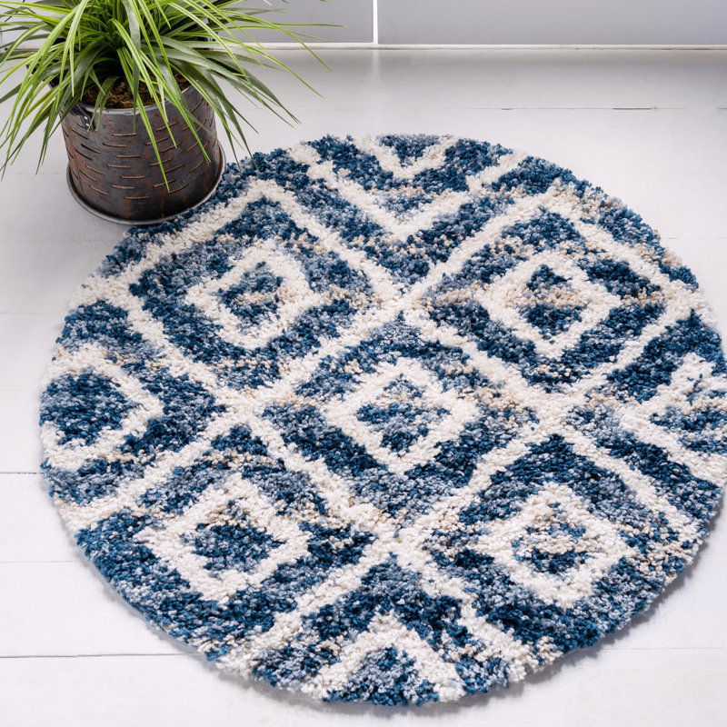 Parrish Geometric Shag Area Rug, Round 99cm