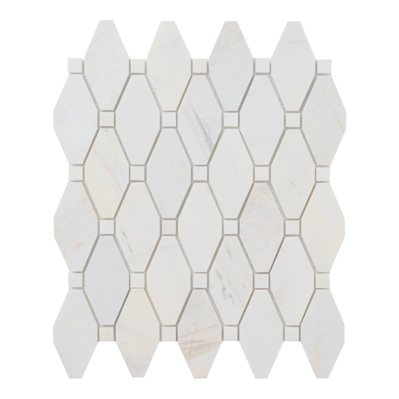 Auralie Octagon 12 in. x 13 in. Polished Marble Mosaic Floor and Wall Tile