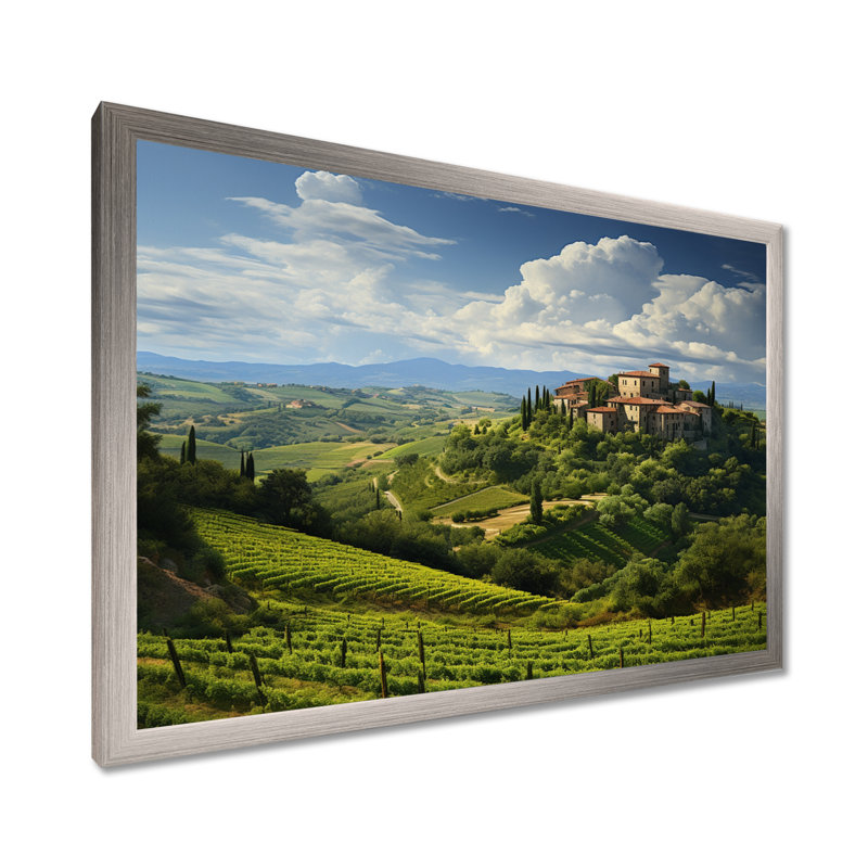 Italie, tranquillité toscane, Italie, art mural, Cadre simple argenté, H 30 po x l 40 po x P 1,5 po